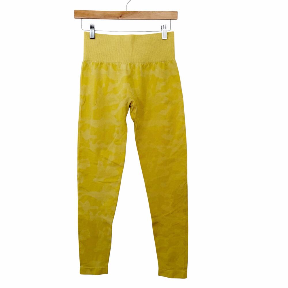 NVGTN Yellow Camo Print Seamless Leggings Sz M